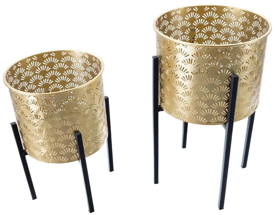 Комплект от 2 стойки за саксии в златисто, височина 38 cm Glissy - Mauro Ferretti