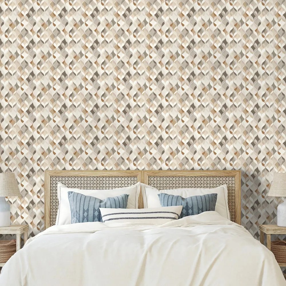 Самозалепващ тапет – Бежова геометрия с пространствен ефект