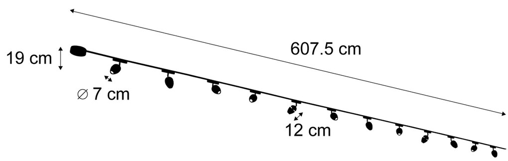 Модерна релсова система с 12 черни прожектора 1-фазов - Magnetic Eggy