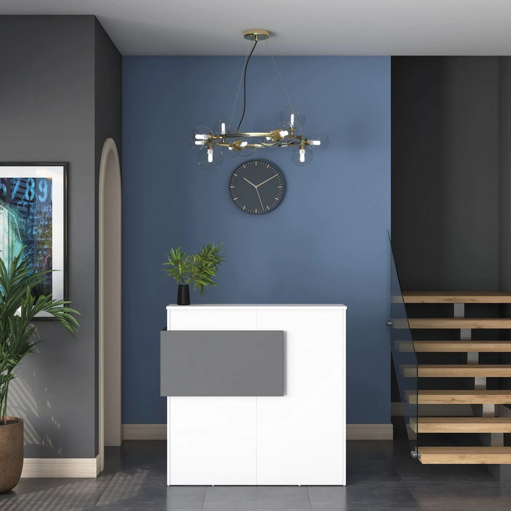 Рецепционна маса MA102, цвят Бял Антрацит