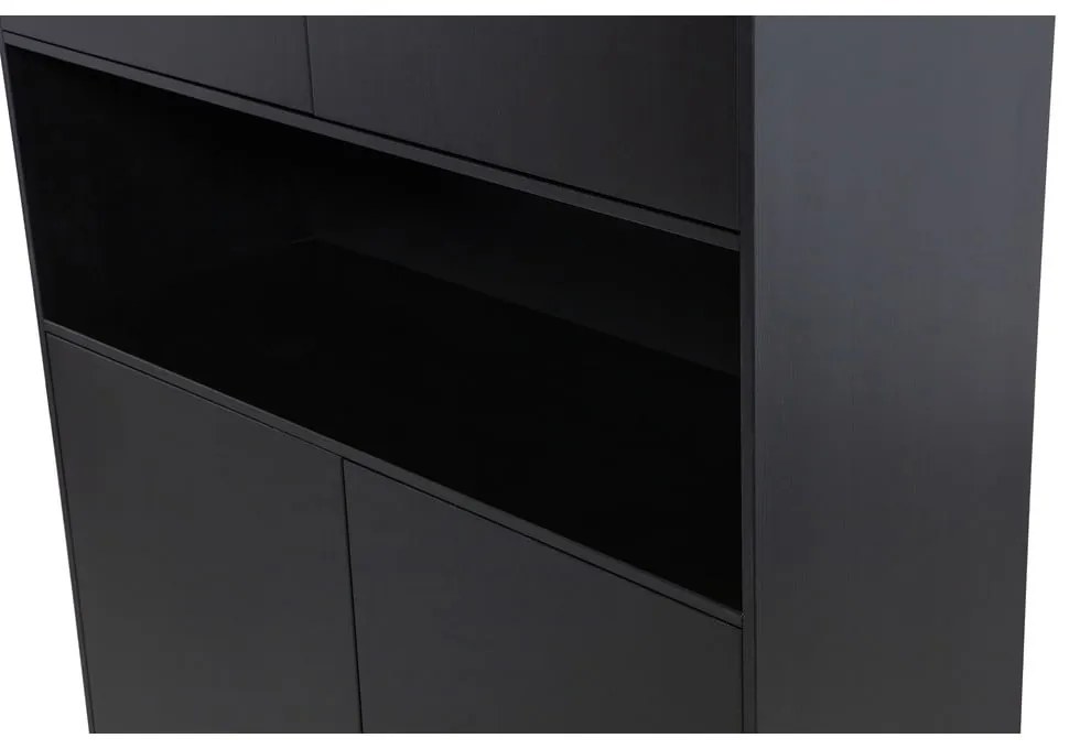 Черен модулен шкаф от борова дървесина 110x210 cm Finca - WOOOD