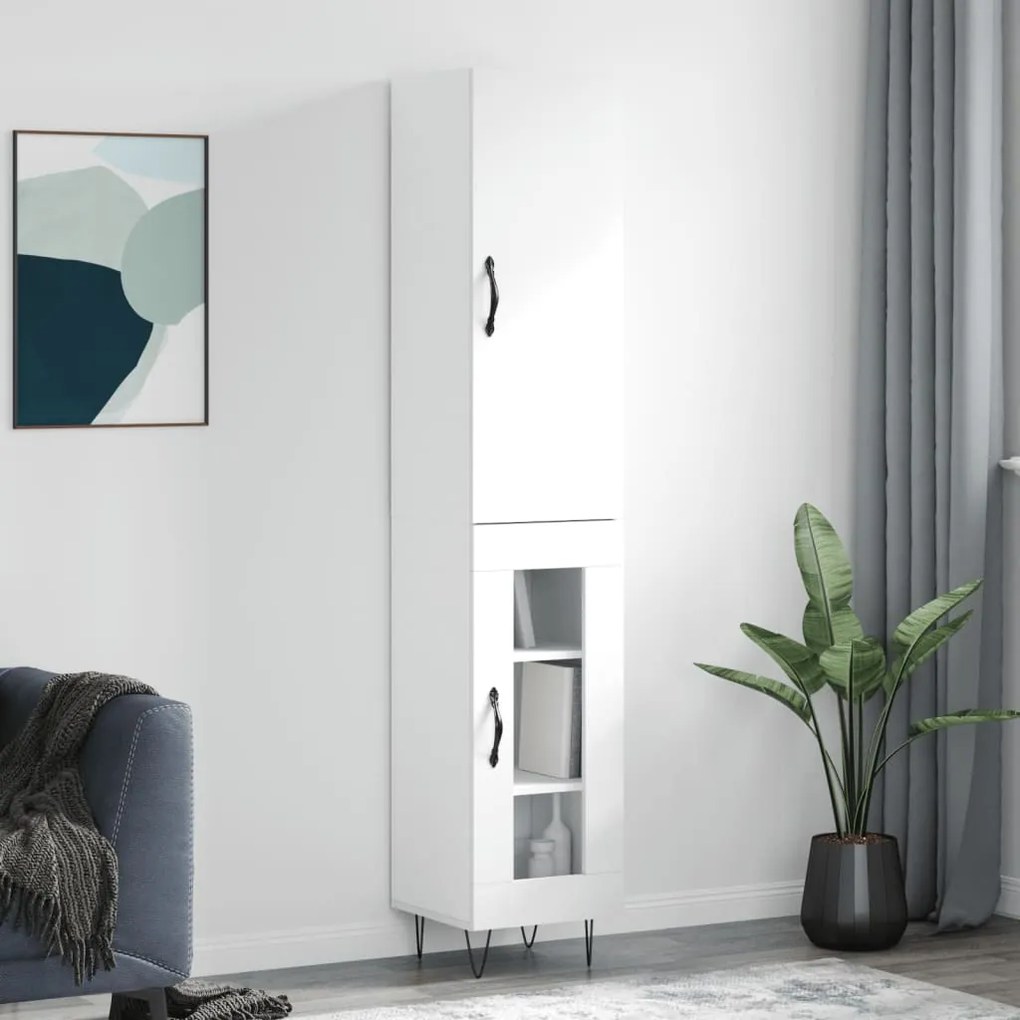 3199073 vidaXL Висок шкаф, бял, 34,5x34x180 см, инженерно дърво