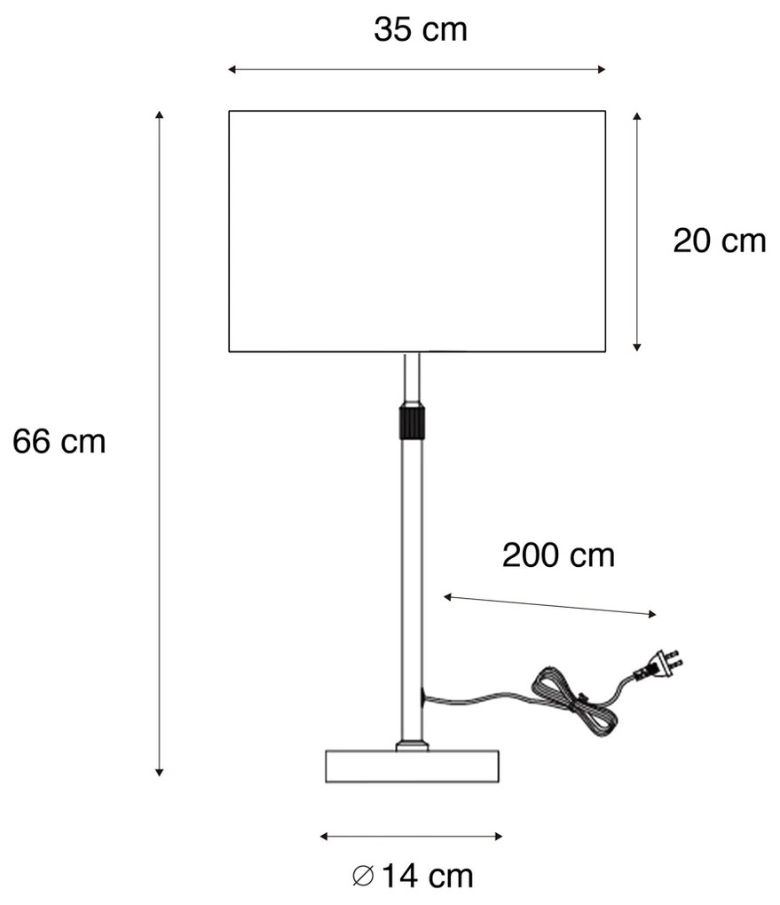Настолна лампа черна с кадифен абажур кафяв 35 см - Parte