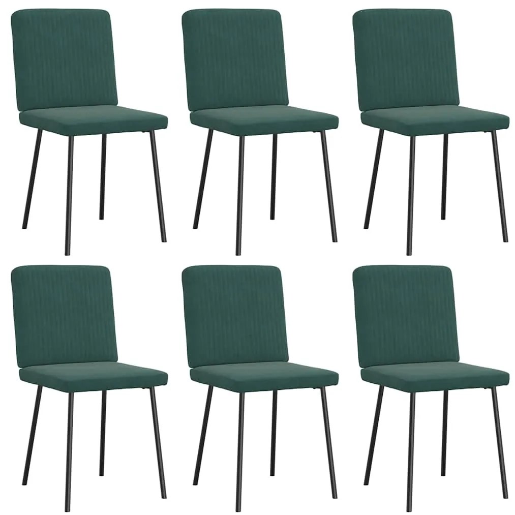 3315558 vidaXL Трапезни столове, 6 бр, тъмнозелени, кадифе