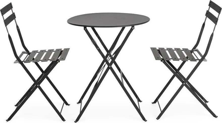 Антрацитен стоманен градински комплект за хранене за 2 Austin – Bizzotto