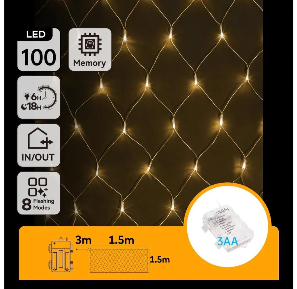 Aigostar - LED външен коледен гирлянд 100 LED, 8 функции, 4,5x1,5м, IP44, топло