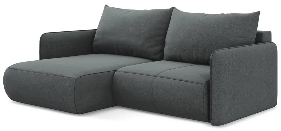 Сив разтегателен ъглов диван с място за съхранение (ляв ъгъл) Nanea – Makamii