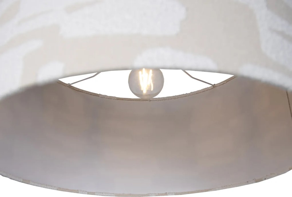 Vloerlamp messing met wit en beige gestreepte kap 50cm - XXL
