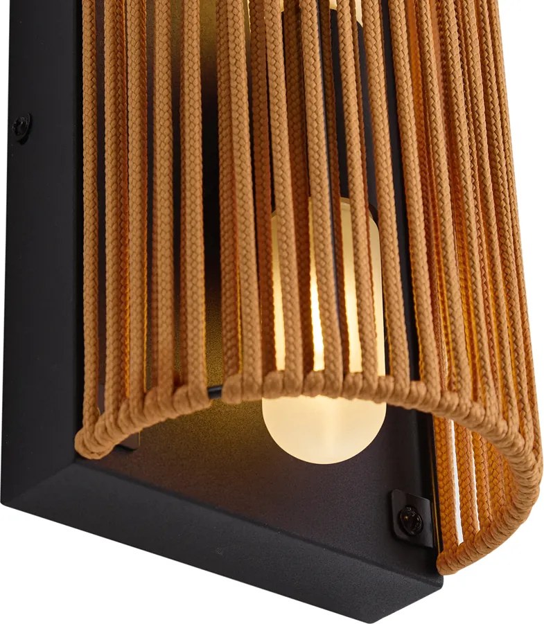 Japandi стенна лампа оранжева с черно и въже IP44 - Jayla