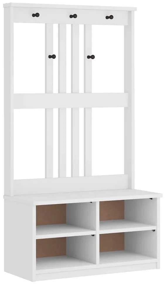 4010489 vidaXL L Дърво за антре SANDNES бяло 87x40x159,5 cm