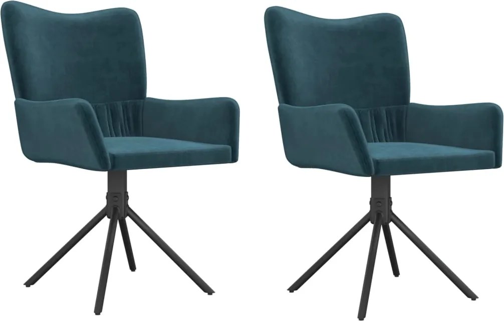 344808 vidaXL Въртящи се трапезни столове, 2 бр, сини, кадифе