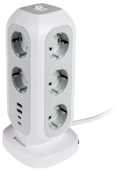 Разклонител Verbatim EUPT-01 EU Power Tower 11 AC with 2 x USB-C / 2 x USB-A