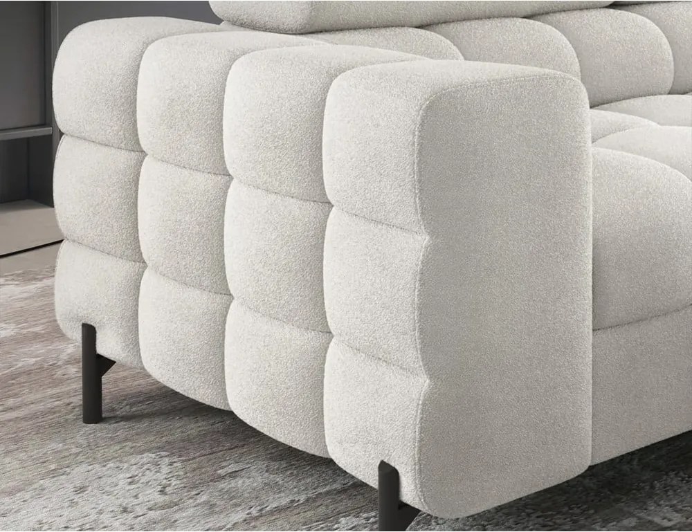 Кремав разтегателен ъглов диван с място за съхранение от букле (десен ъгъл L форма) Ferucce – ELTAP