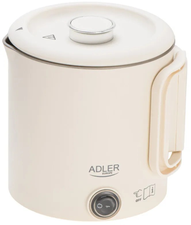 Електрическа кана за туризъм Adler AD 1388b, 650W, 0.8 л, Сваляем капак, Въртяща се основа, Бежов