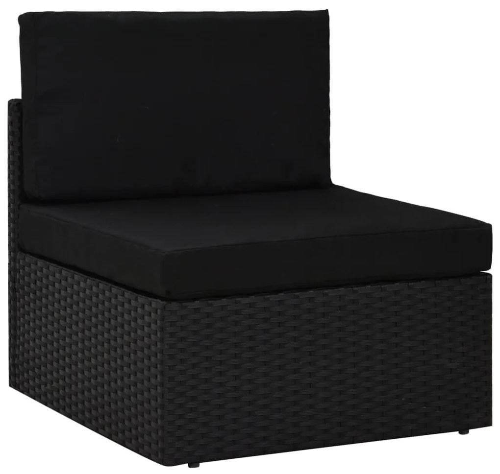3067137 vidaXL Градински комплект с възглавници, 10 части, полиратан, черен