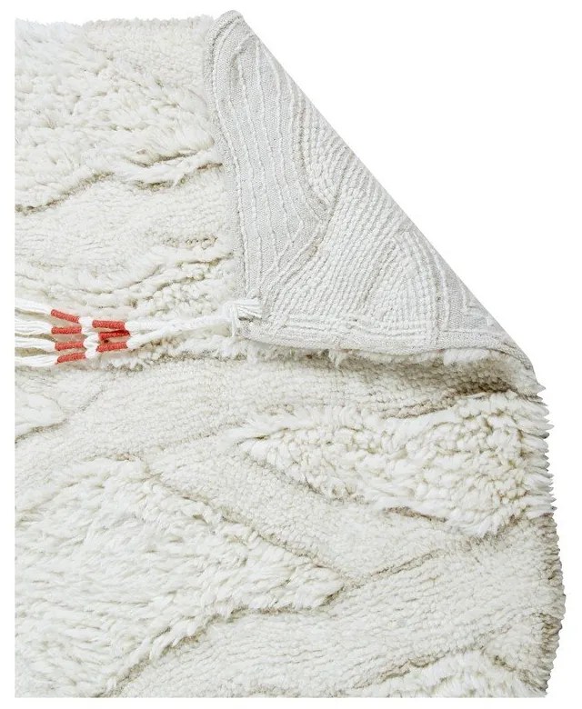 Бяла вълнена пътека подходяща за пране и ръчно изработена 70x200 cm Enkang Ivory – Lorena Canals