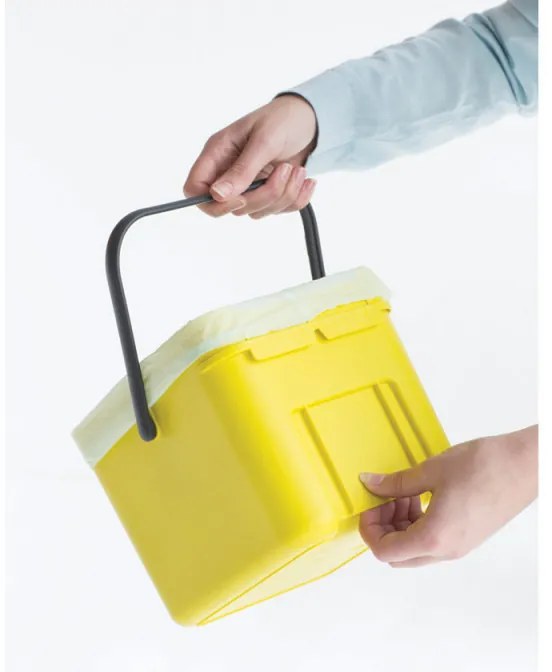 Кош за разделно събиране на боклук Brabantia Sort&Go 648974, 6 л, Дръжка, Възможност за стенен монтаж, Тъмносив
