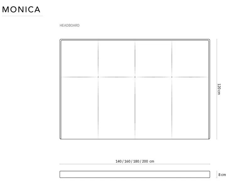 Тюркоазена табла за легло 160x120 cm Monica – Milo Casa