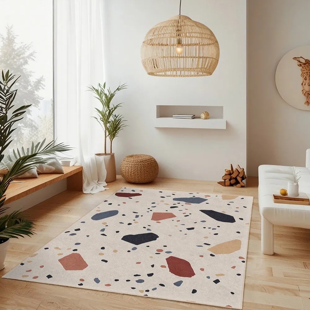 Кремава пътека подходяща за пране 60x230 cm Cracked Terrazzo – Mila Home