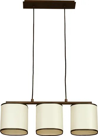 Пендел КУБО, патина, абажури Текстинел Крем, 3xE27