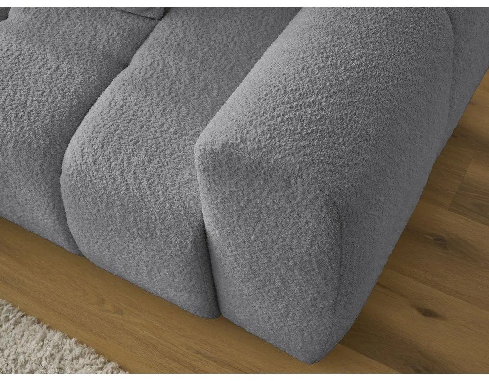 Сив разтегателен ъглов диван с място за съхранение от букле (ляв ъгъл) Roxelane – Bobochic Paris