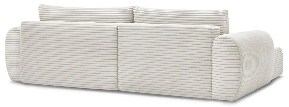 Кремав разтегателен ъглов диван от рипсено кадифе (ляв ъгъл) Lucien – Bobochic Paris