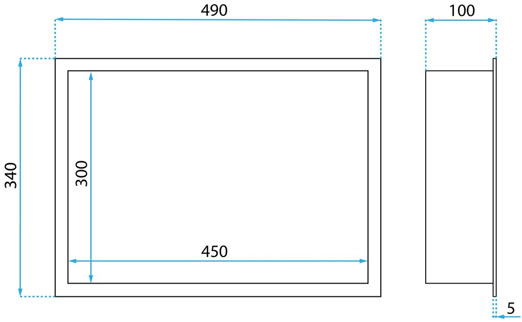 Вграден рафт за баня LED 30x45 black