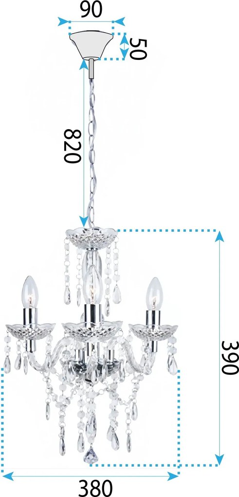 ЛАМПА EBT007-3CP GREY