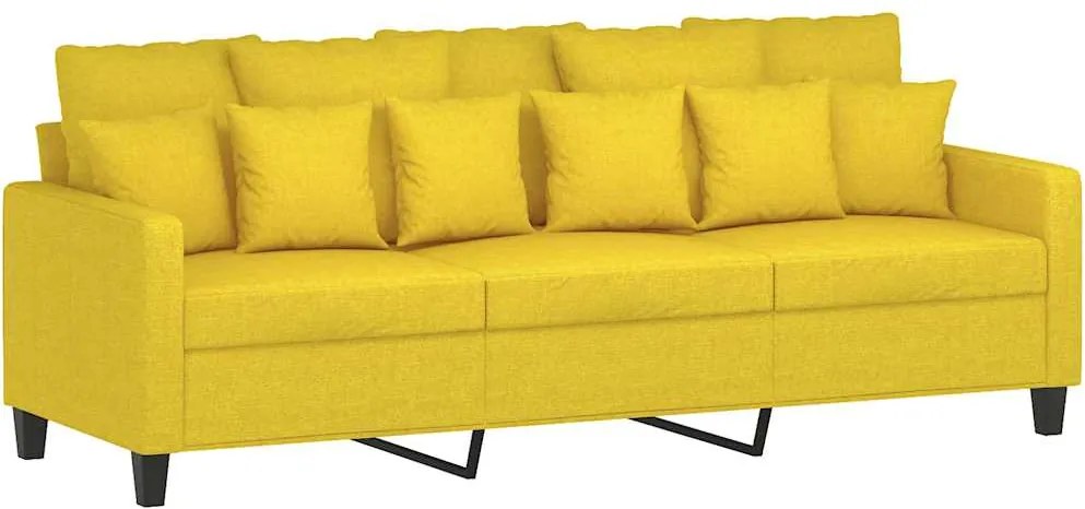 359280 vidaXL 3-местен диван, светложълт, 180 см, плат