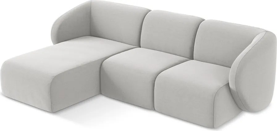 Светлосив кадифен ъглов диван (ляв ъгъл) Lani – Makamii