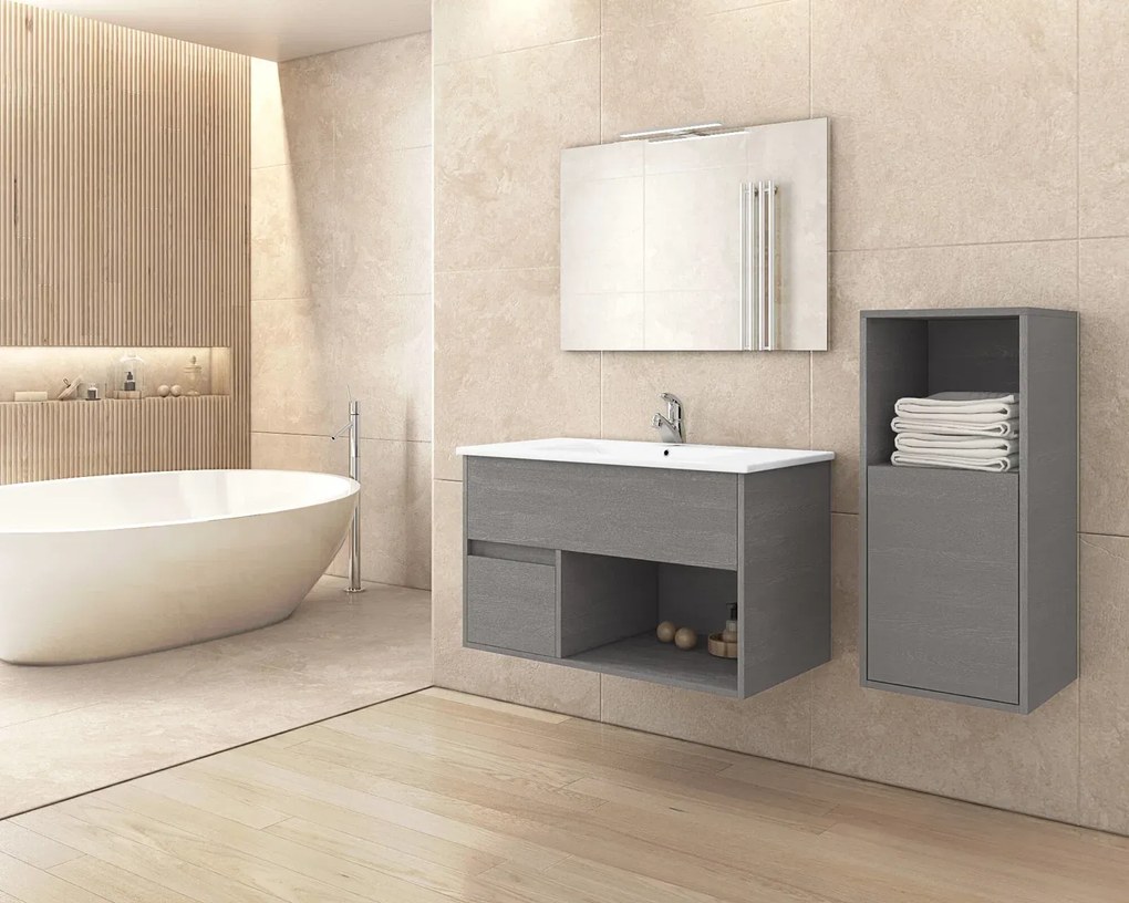 Висяща колона за баня Drop Sorrento-сив-Наляво