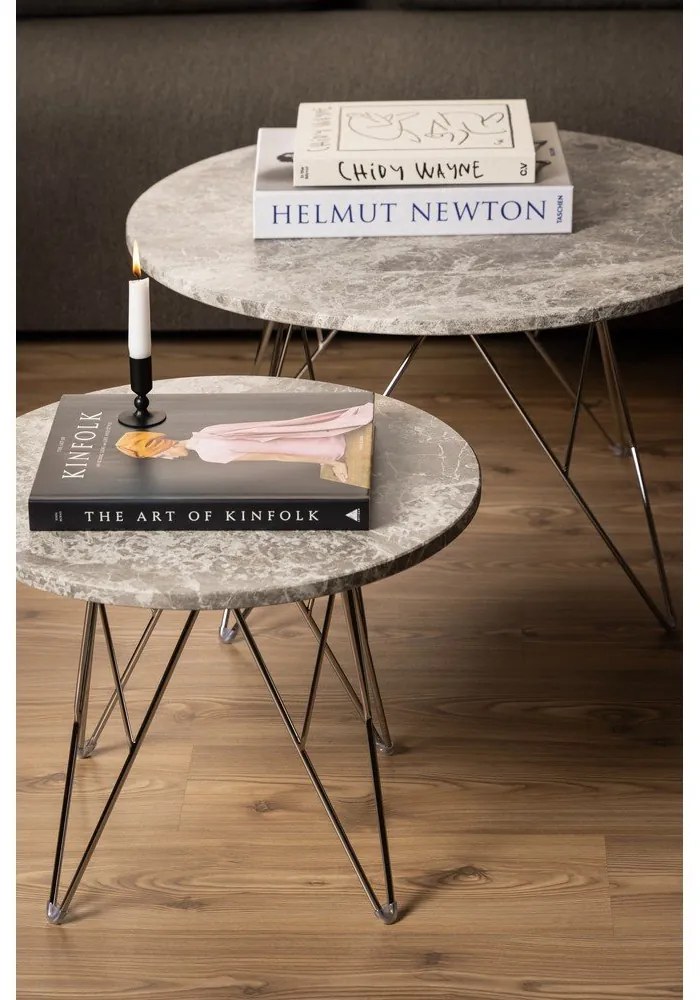 Сива мраморна кръгла масичка за кафе ø 80 cm Prunus – Actona