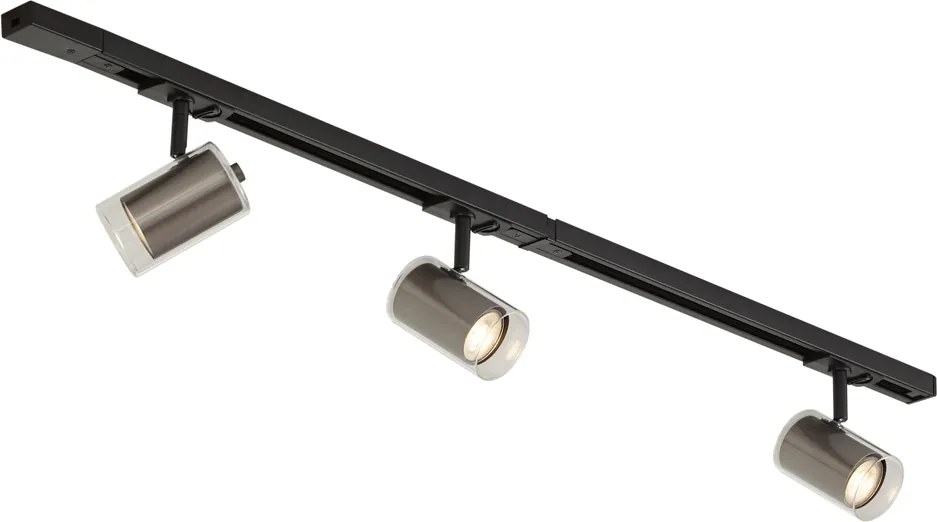 Modern railsysteem zwart met 3 spots gunmetal 1-fase - Iconic Lloyd