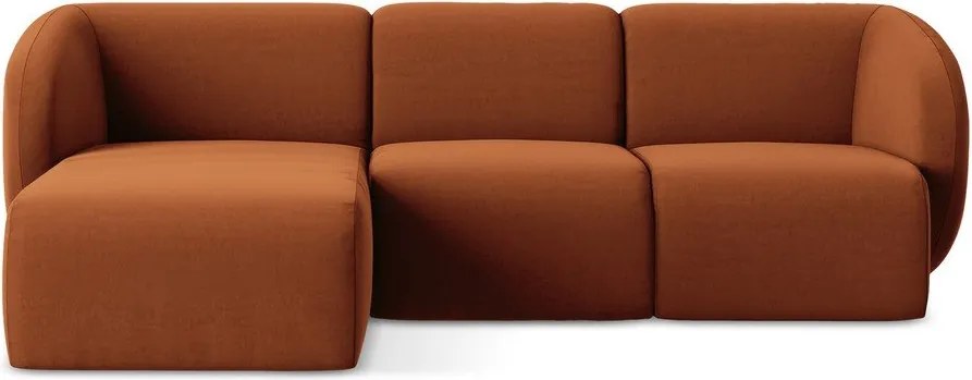 Теракотен кадифен ъглов диван (ляв ъгъл) Lani – Makamii