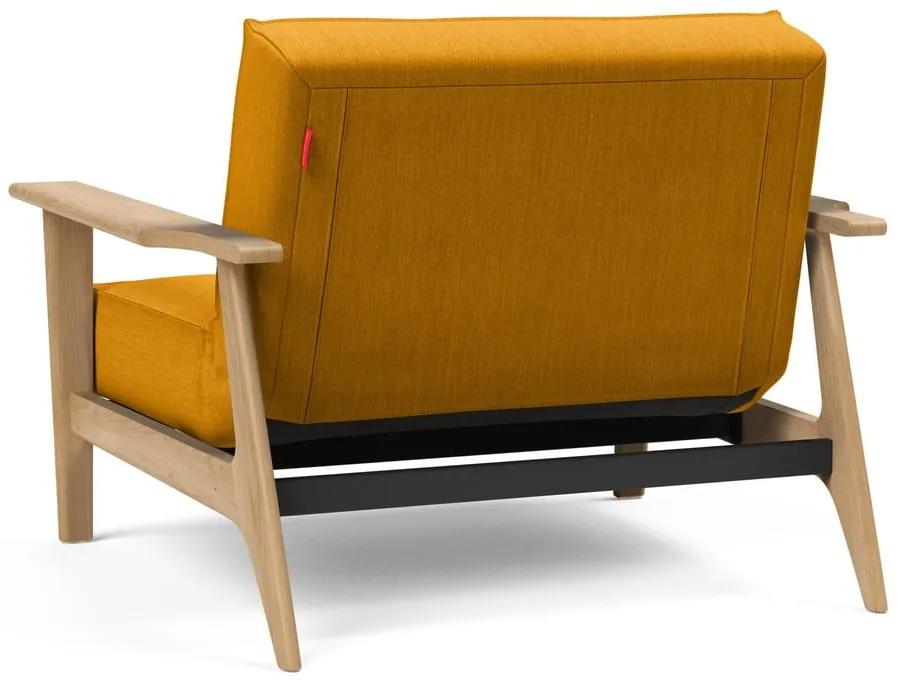 Оранжев сгъваем фотьойл с дървени подлакътници Splitback - Innovation