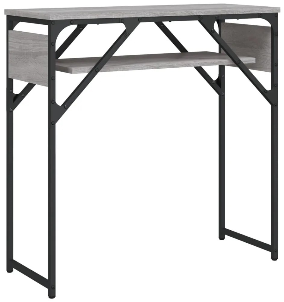 837800 vidaXL Конзолна маса с рафт, сив сонома, 75x30x75 см, инженерно дърво