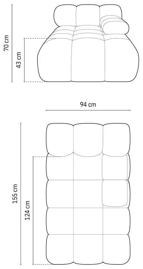 Оранжев модул за диван от букле (десен ъгъл) Bellis – Micadoni Home