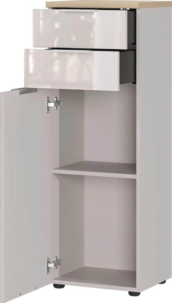 Кремав гланцов висок/тесен шкаф за баня 39x112 cm Tavira – Germania