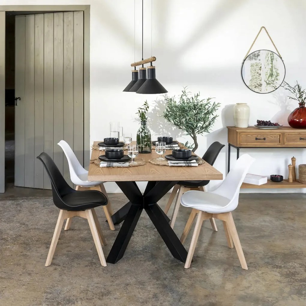 Трапезен стол atmosphera Baya, Полипропилен, Бук - Тъмносин