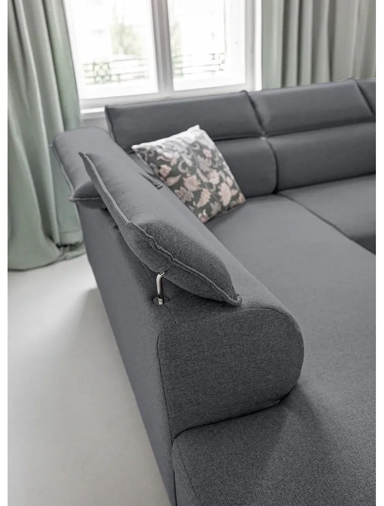 Тъмно сив ъглов разтегателен диван ляв ъгъл, Sweet Harmony - Miuform