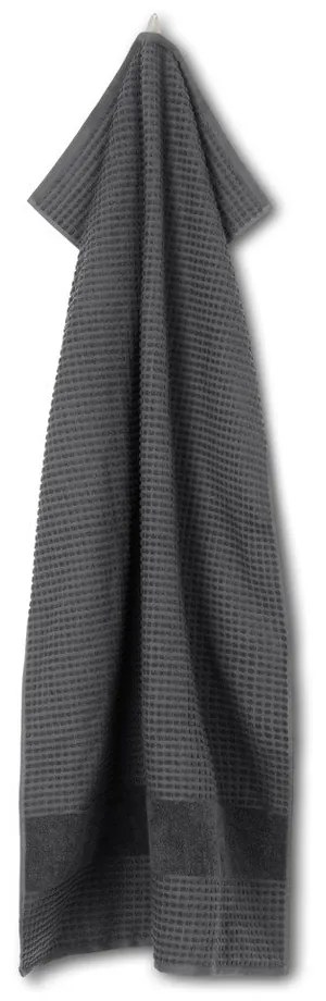 Тъмносива хавлиена кърпа от органичен памук от тери 70x140 cm Check – JUNA