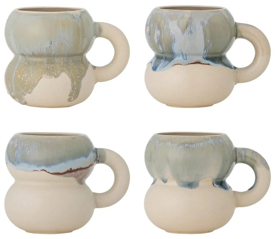 Сини/кремави глинени чаши в комплект от 4 бр. 400 ml Luna – Bloomingville
