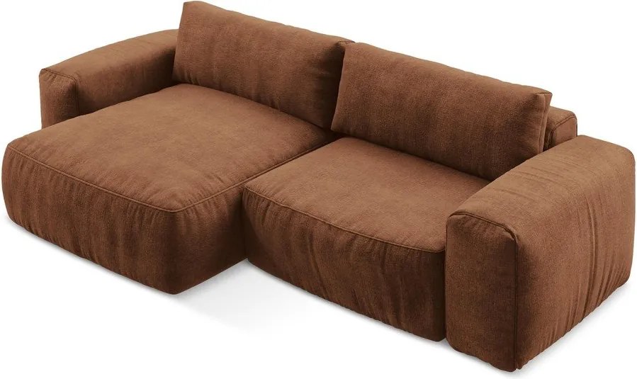 Теракотен шенилов сгъваем ъглов диван (ляв ъгъл) Kuki – Makamii