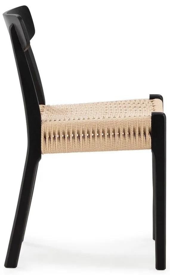 Черни трапезни столове в комплект 2 бр. от масивно каучуково дърво Biel – MOME