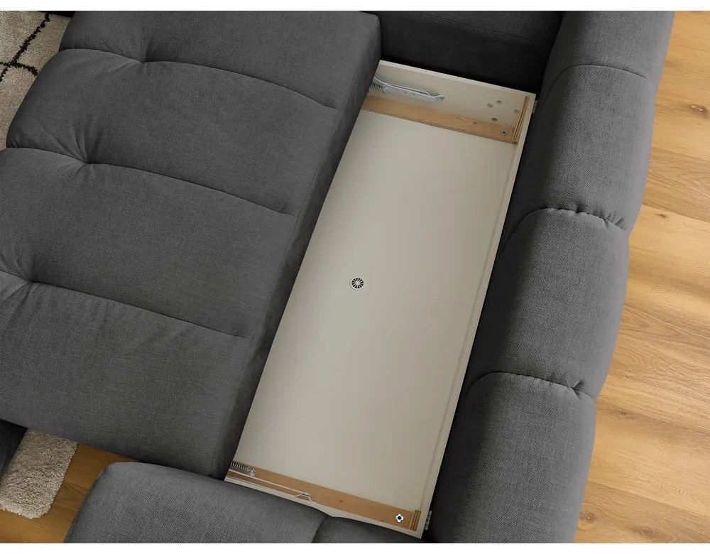 Тъмносив сгъваем/с място за съхранение ъглов диван (ляв ъгъл/L форма) Fuji – Bobochic Paris