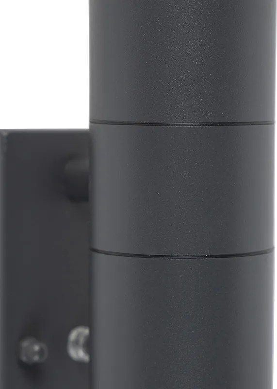 Външна стенна лампа тъмно сива 2-светлина със сензор за здрач - Duo