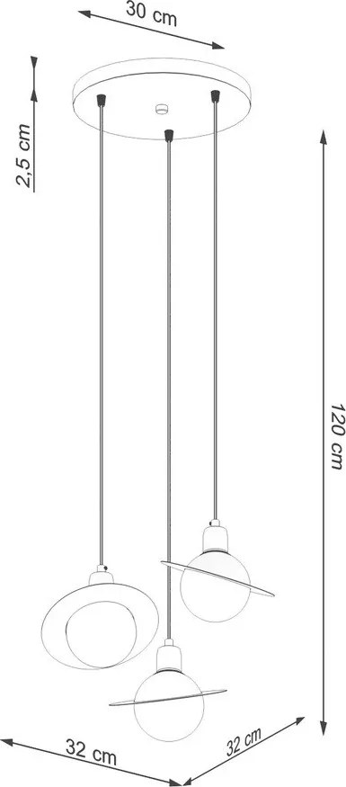 Бял детски полилей със стъклен абажур ø 32 cm Mab – Sollux