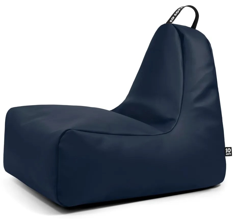 Тъмносин детски пуф от изкуствена кожа Chill M – So Soft?