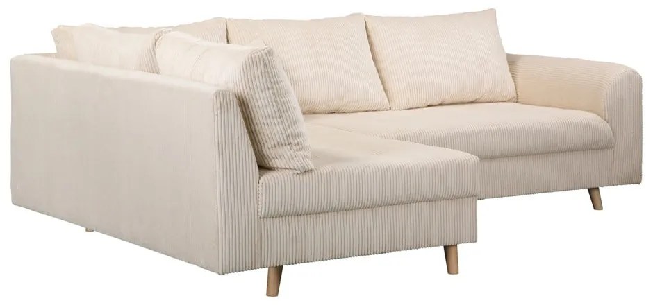 Кремав ъглов диван от велур (ляв ъгъл) Ariella - Ropez