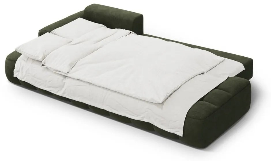 Зелен кадифен сгъваем/с място за съхранение ъглов диван (ляв ъгъл) Linz – Cosmopolitan Design